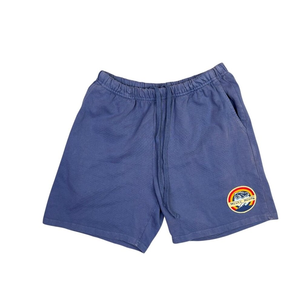 Wears Woody Shorts Mens XS Blue Pull On Drawstring Cotton Lounge Sweat USA Made